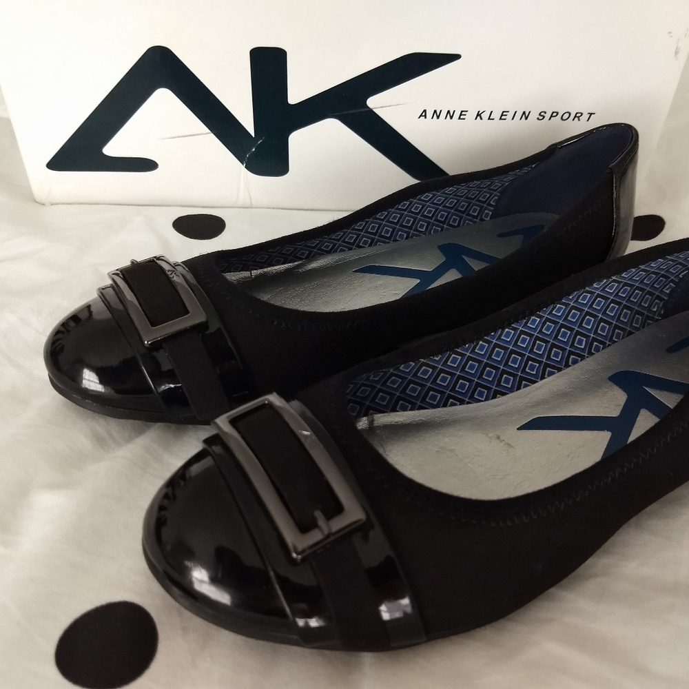 Anne Klein Sport Azzara black patent flats